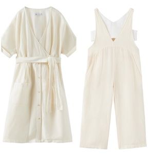 (2) Zara linen pieces - wrap dress and jumpsuit